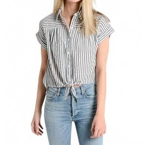 NEW MOD REF striped buttondown shirt in white navy stripe